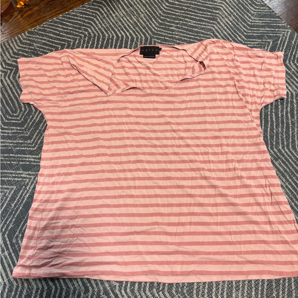 Hatch Pink Striped Short Sleeve Tee